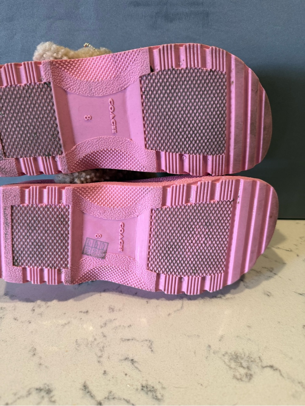 Coach Pink Slip-On Shearling-Trim Clogs - Picture 9 of 16